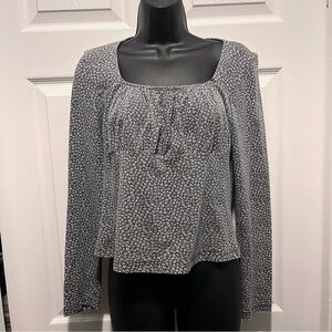 3/25$💥 Cuidado Con El Perro top floral blouse Women Medium long sleeve blue